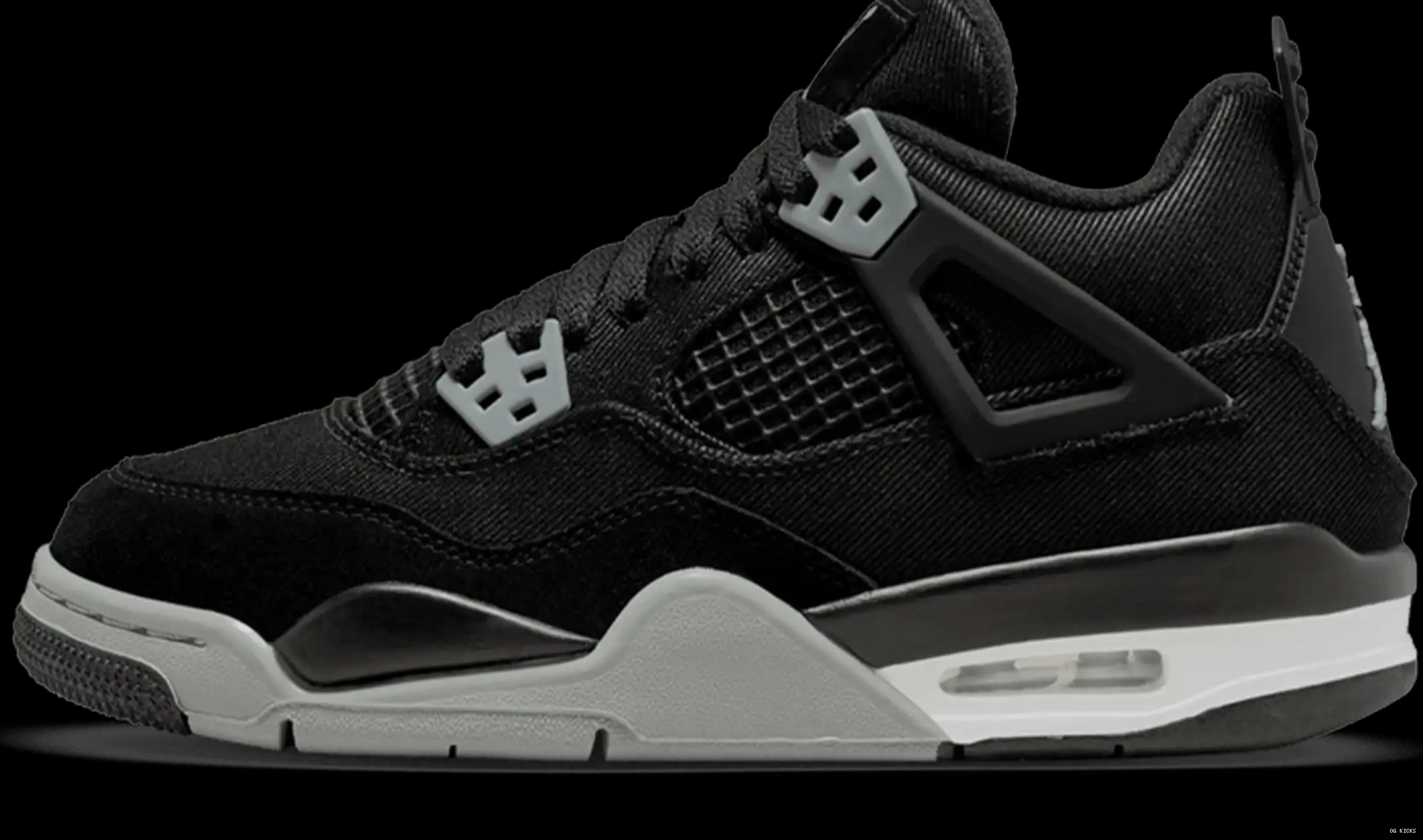 Retro Canvas Black Jordan 4 Air GS 0516
